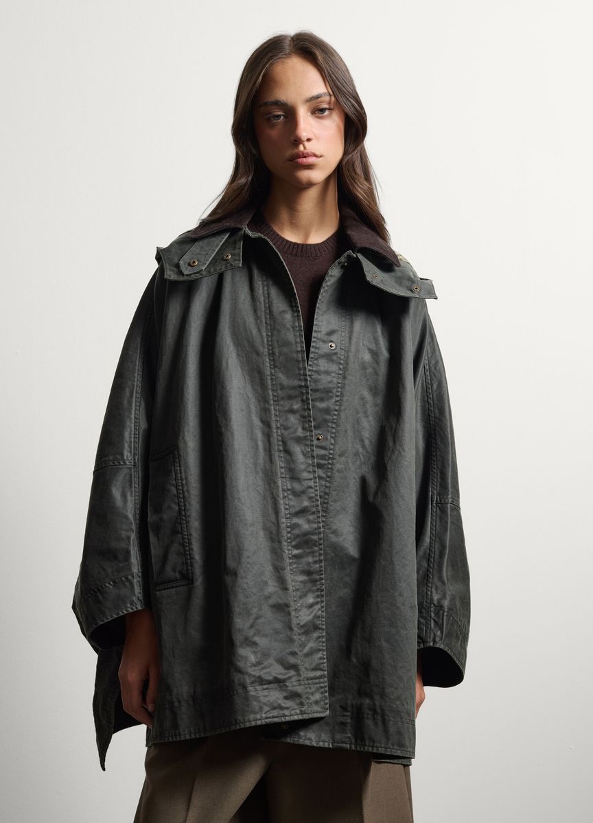 Oversized Cape-Jacke aus gewachster Baumwolle