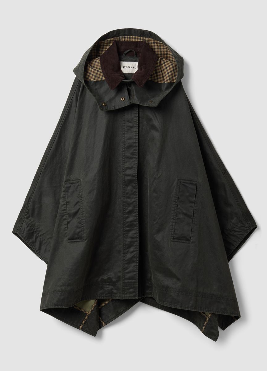 Oversized Cape-Jacke aus gewachster Baumwolle