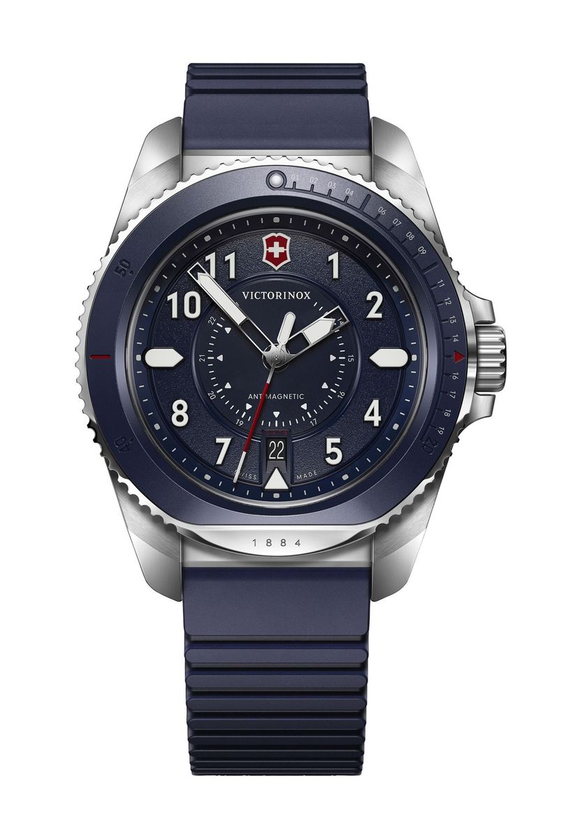 Herrenuhr mit blauem Zifferblatt und Kautschukarmband