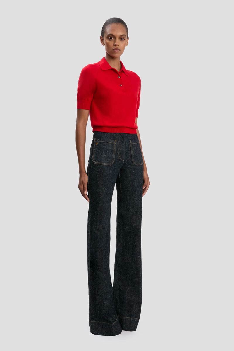 Hochtaillierte Wide-Leg Bouclé-Jeans