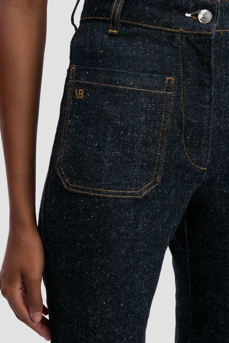 Hochtaillierte Wide-Leg Bouclé-Jeans