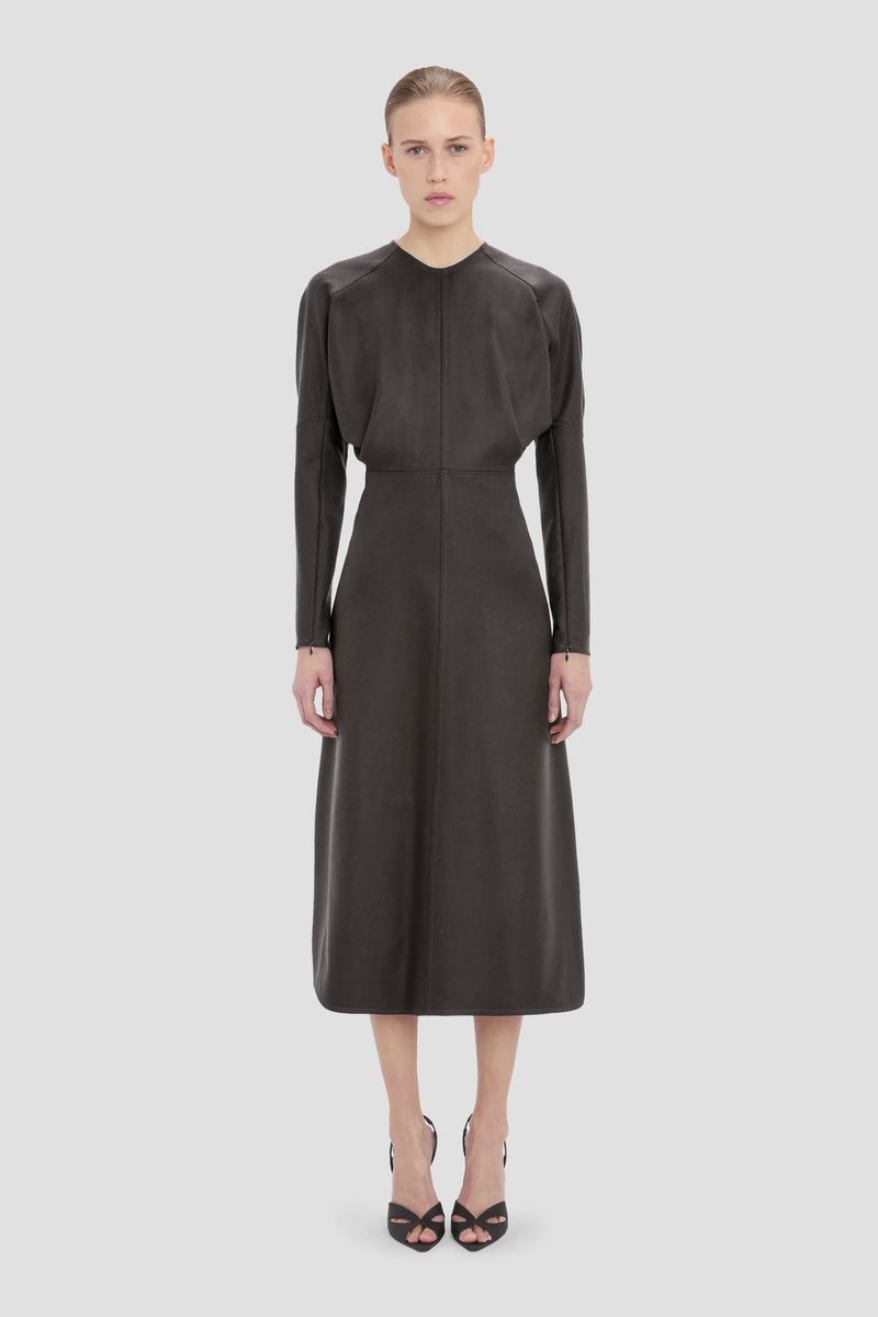 Strukturiertes Dolman Midi Kleid