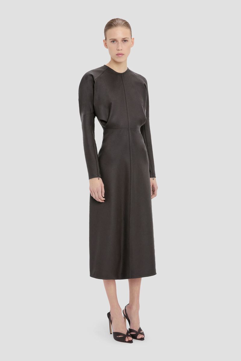 Strukturiertes Dolman Midi Kleid