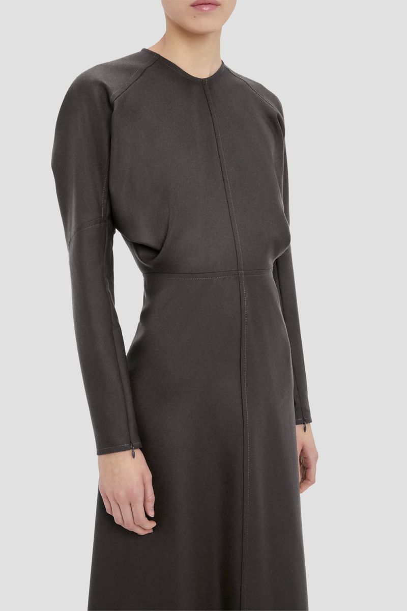 Strukturiertes Dolman Midi Kleid