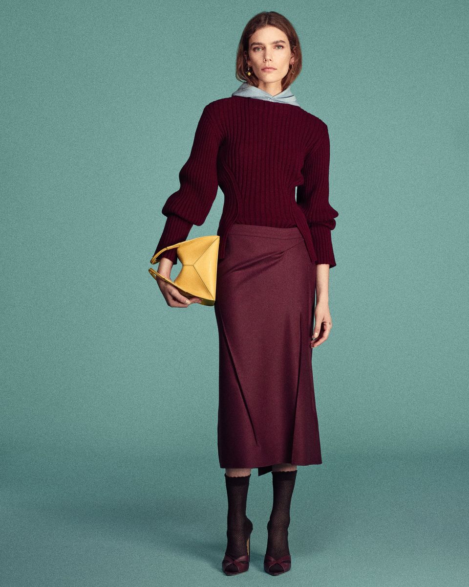 Gerippter Merino-Kaschmir-Strickpullover
