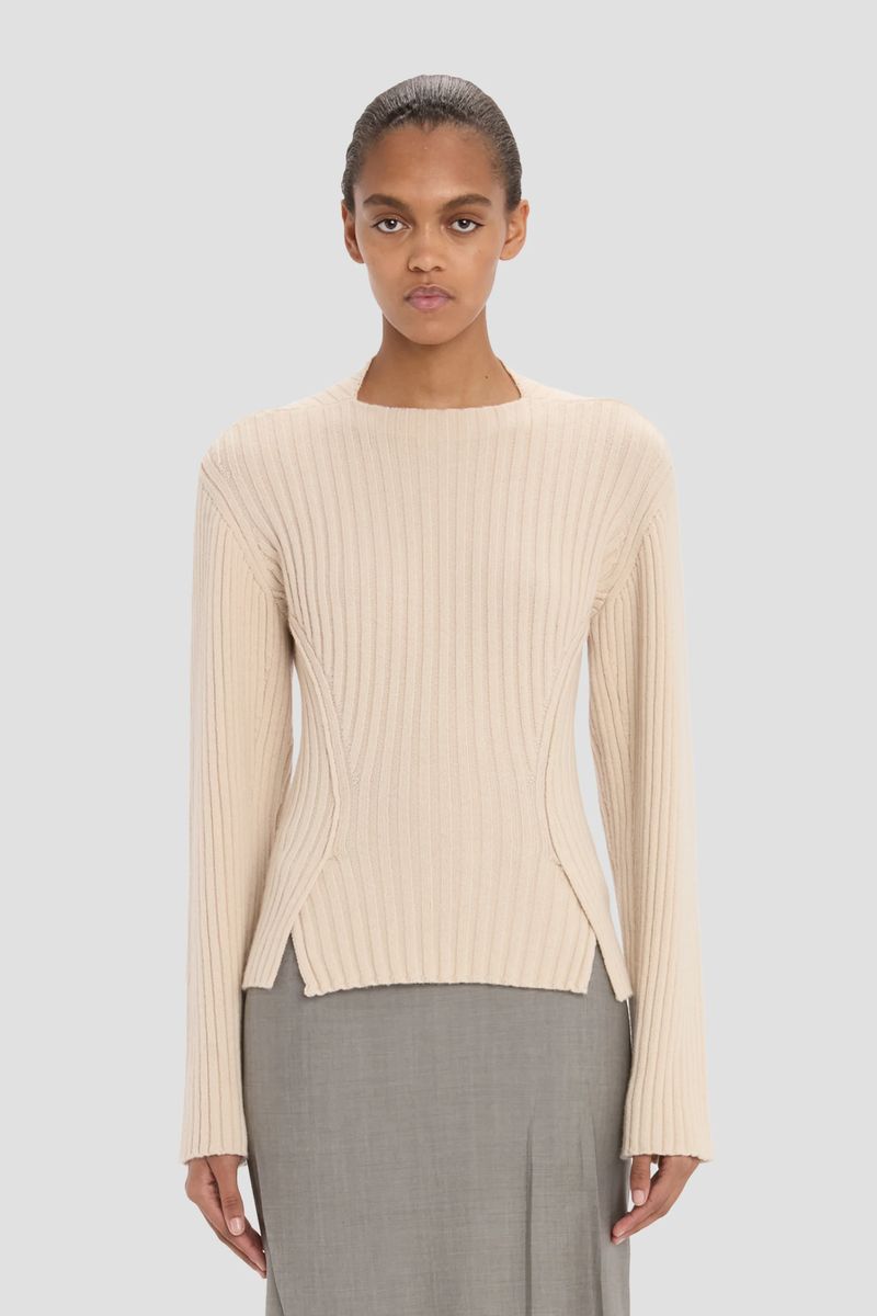 Architektonischer Rippstrick-Pullover