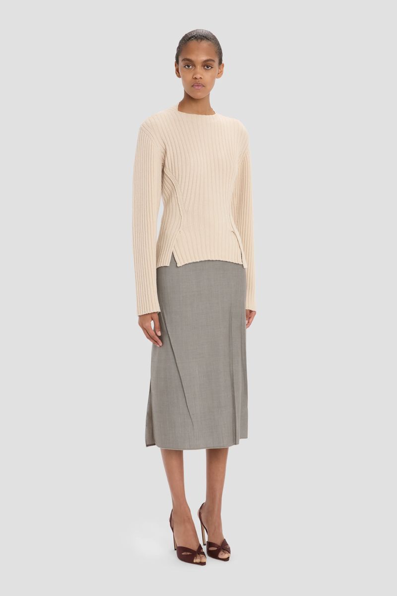 Architektonischer Rippstrick-Pullover
