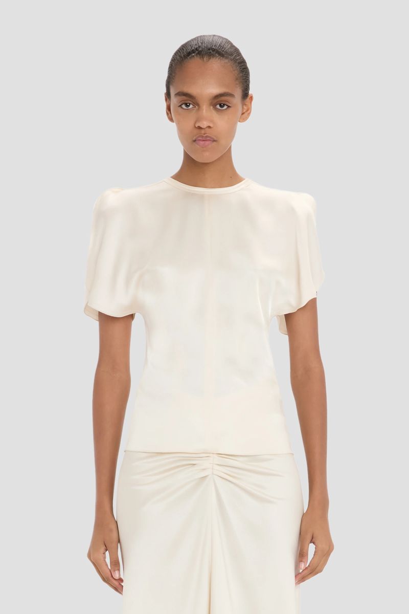 Eleganter drapierter Satintop