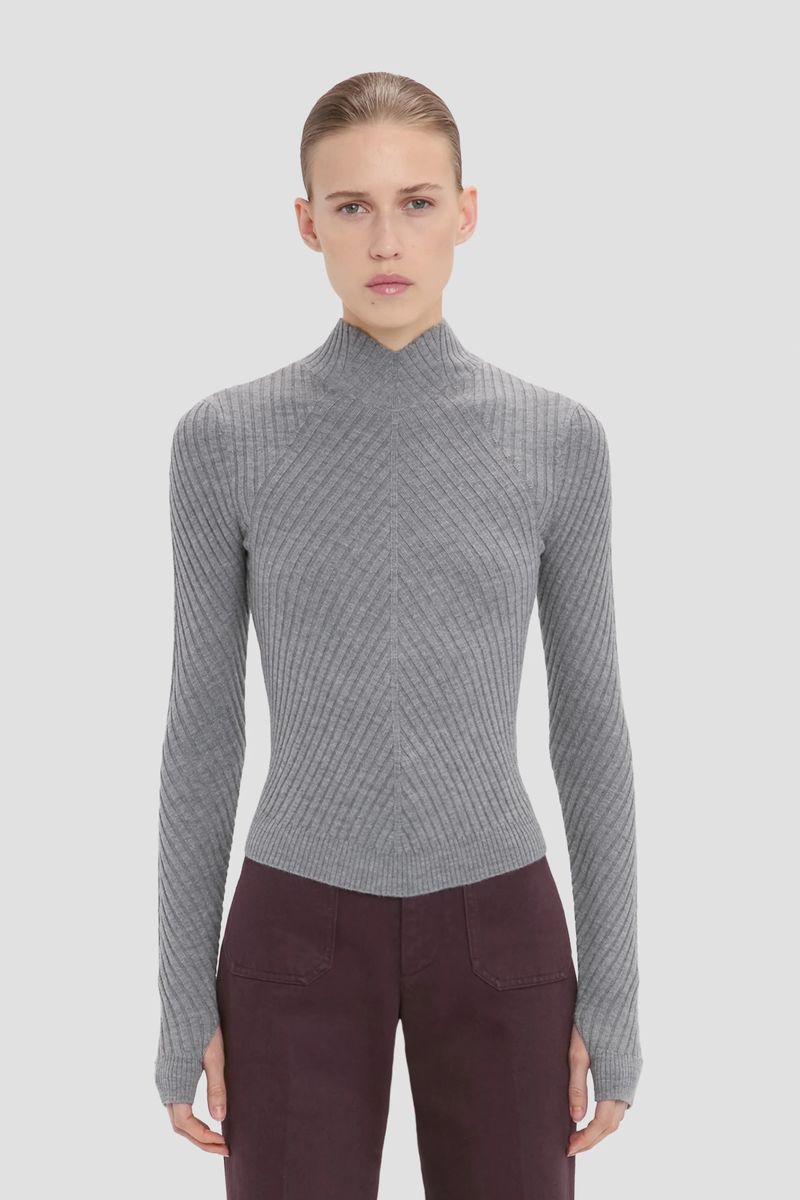 Pullover aus gerippter Merinowolle