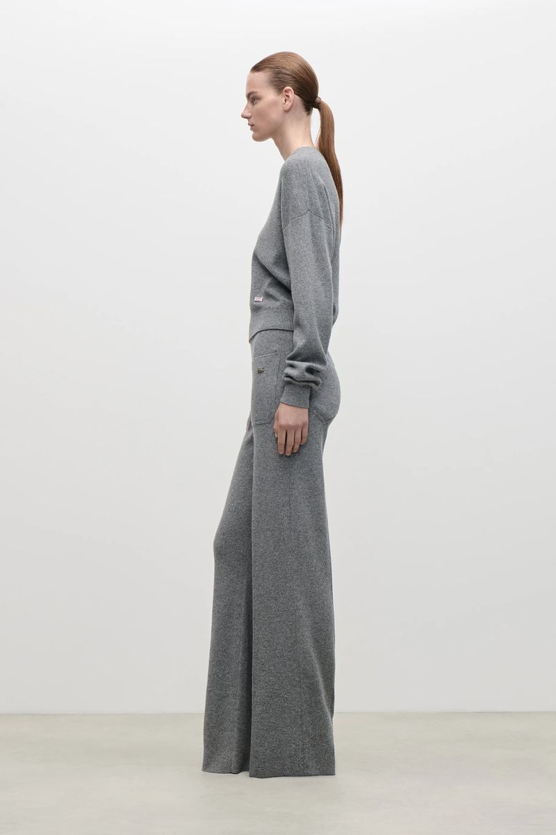 Kaschmir-Strickhose mit weitem Bein