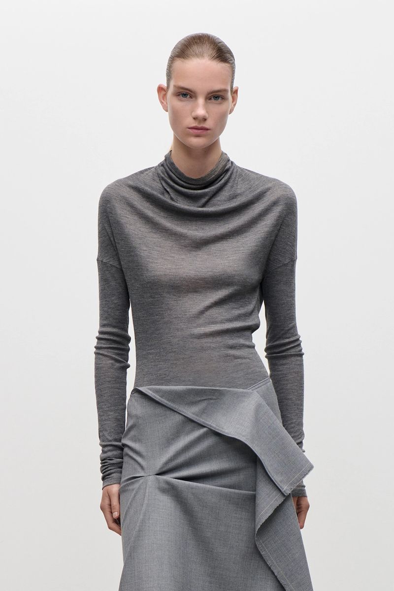 Weich drapiertes Melange-Jersey-Top