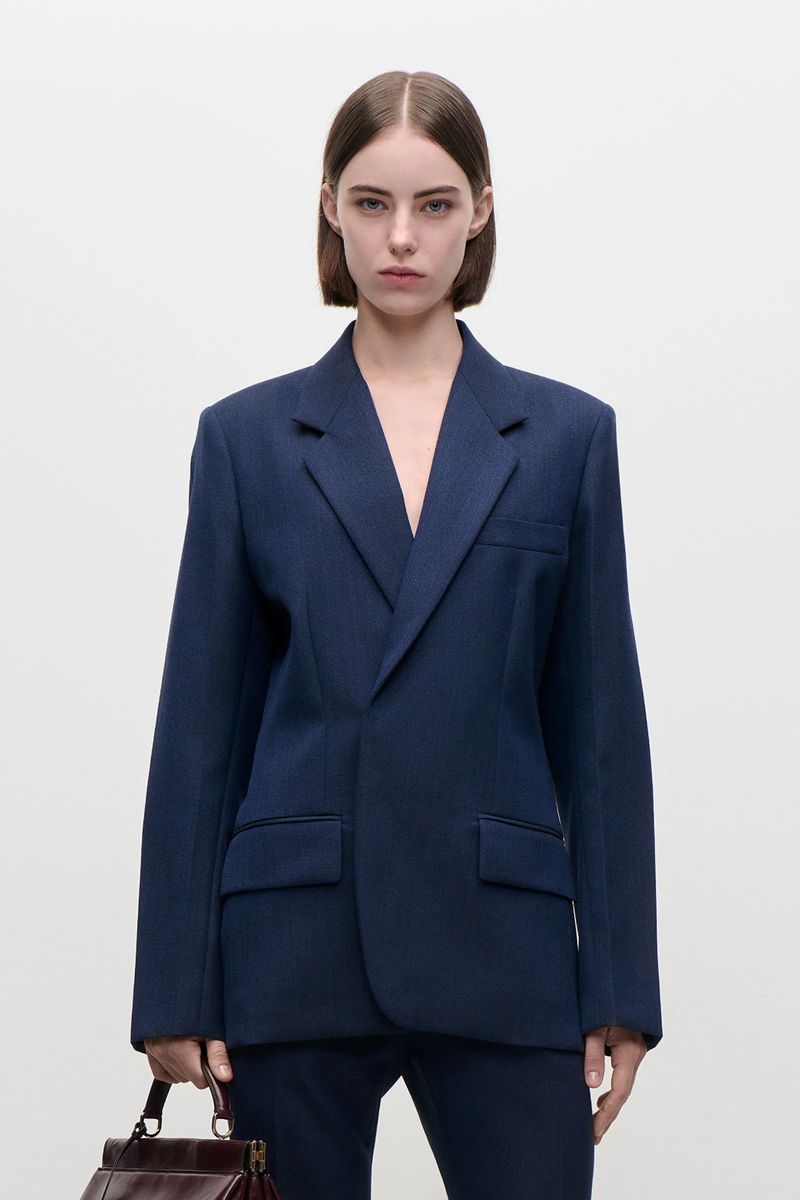 Taillierter Mouline-Fischgrät-Blazer