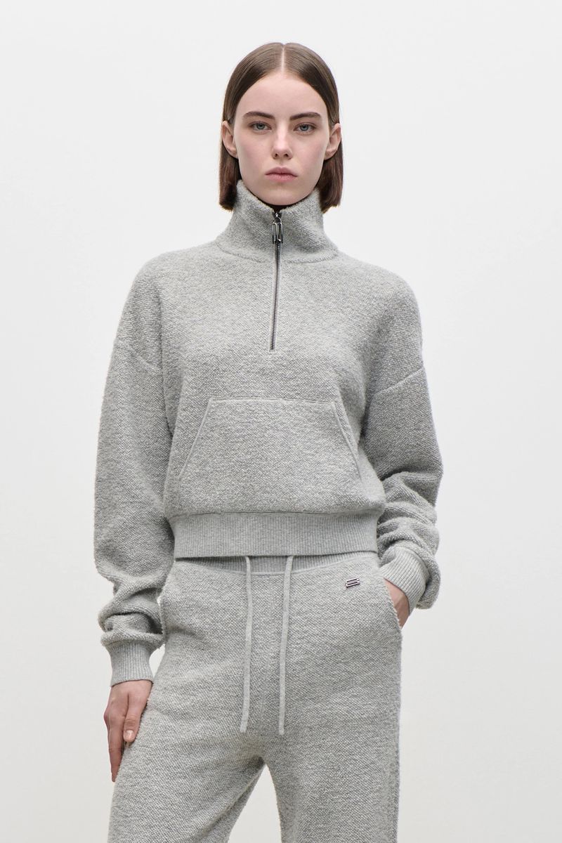 Half-Zip-Strickpullover aus Merinowolle-Kaschmir