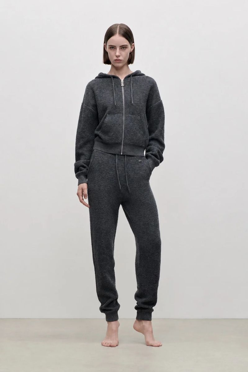 Lässiger Kaschmir-Woll-Kapuzenpullover mit Reißverschluss