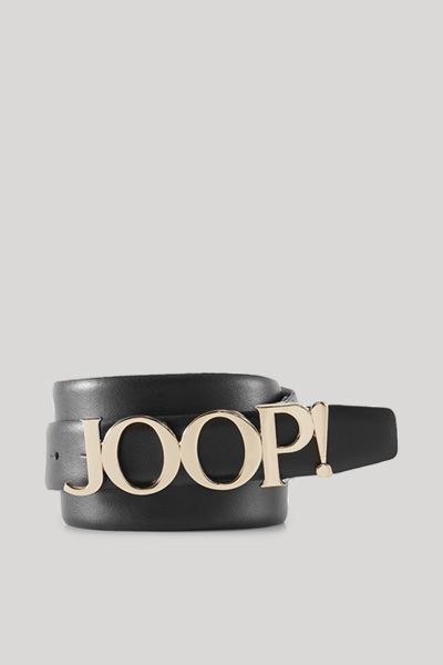 JOOP! Schwarzer Ledergürtel mit goldener Logo-Schnalle