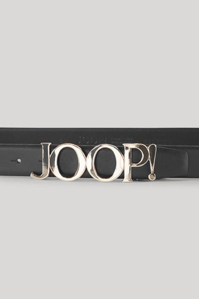 JOOP! Schwarzer Ledergürtel mit goldener Logo-Schnalle