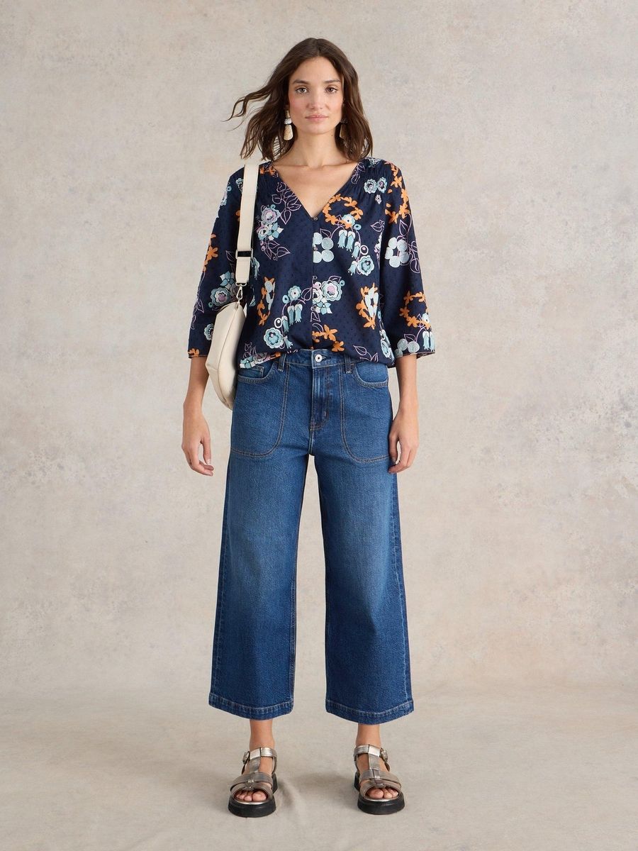 Weite 7/8 Jeans mit Taschen