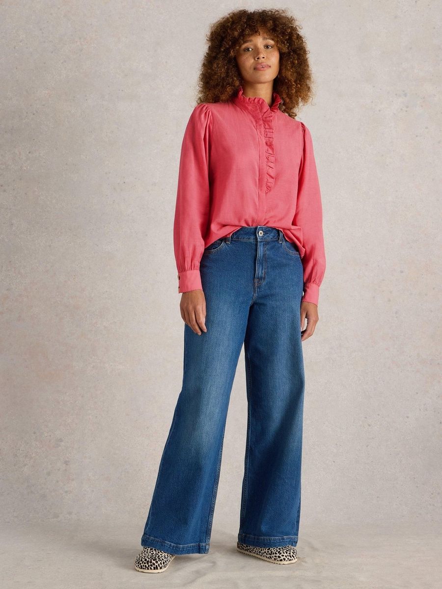 Feminine Rüschenbluse aus Baumwollmischung