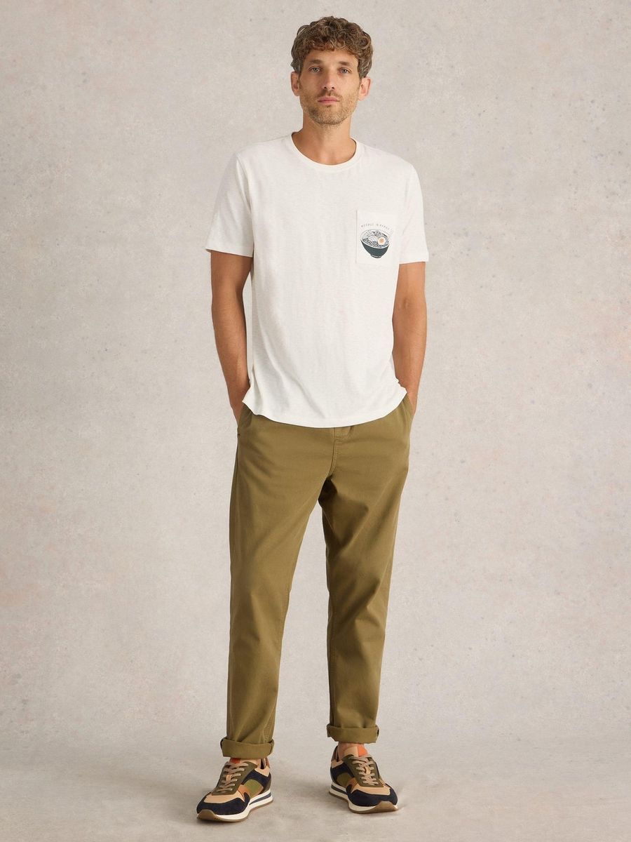 T-Shirt mit Ramen-Illustration und Brusttasche