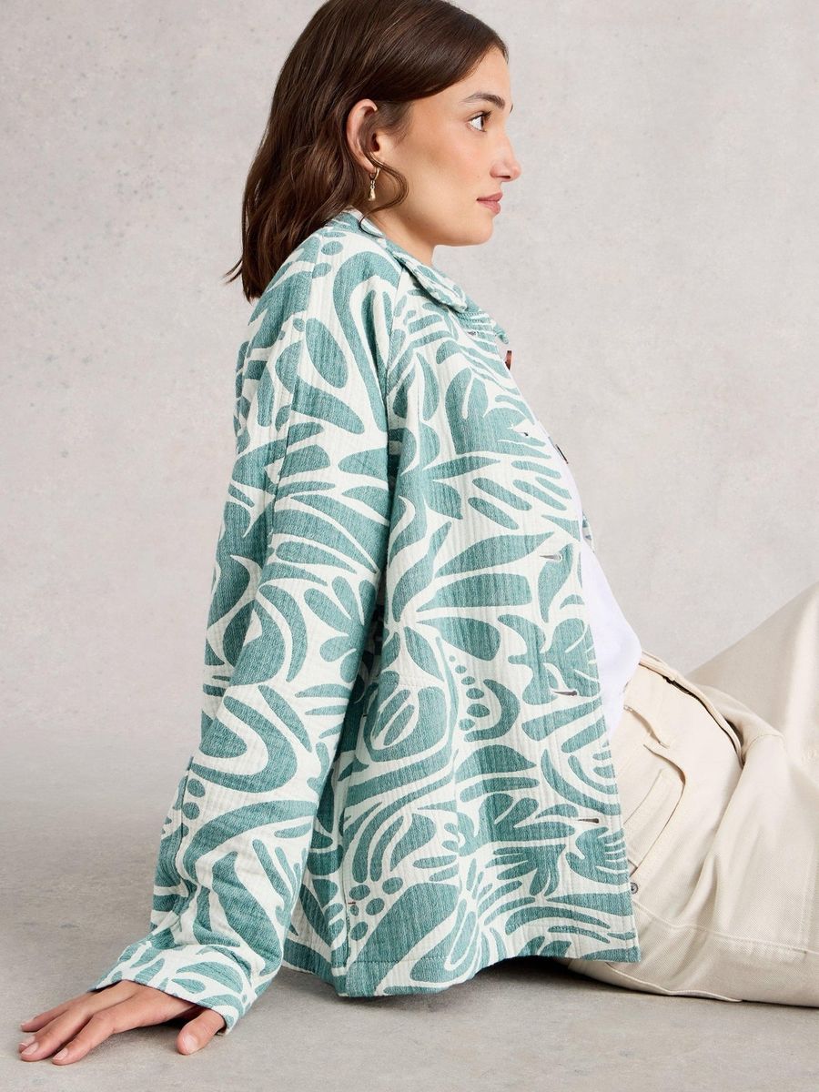 Oversized Jacquardjacke mit abstraktem Print