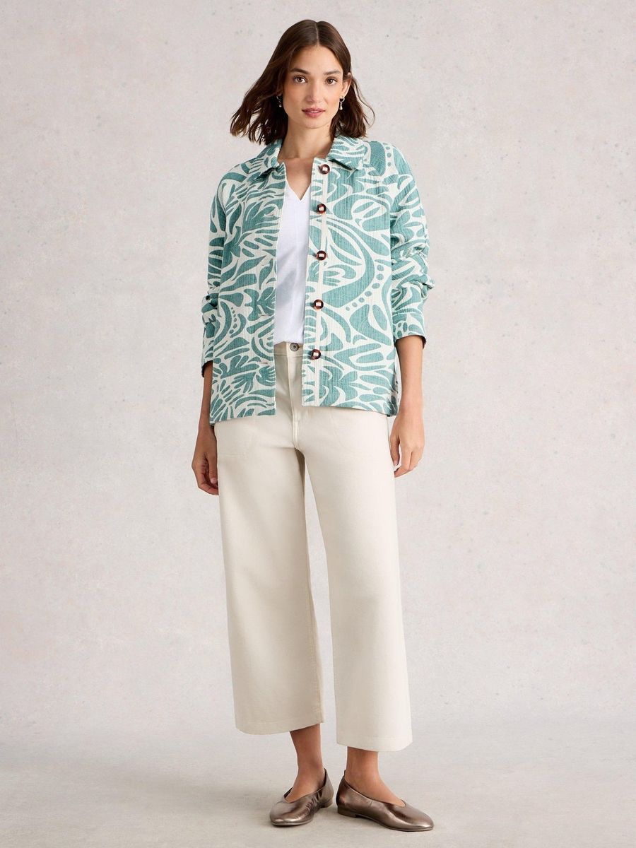Oversized Jacquardjacke mit abstraktem Print