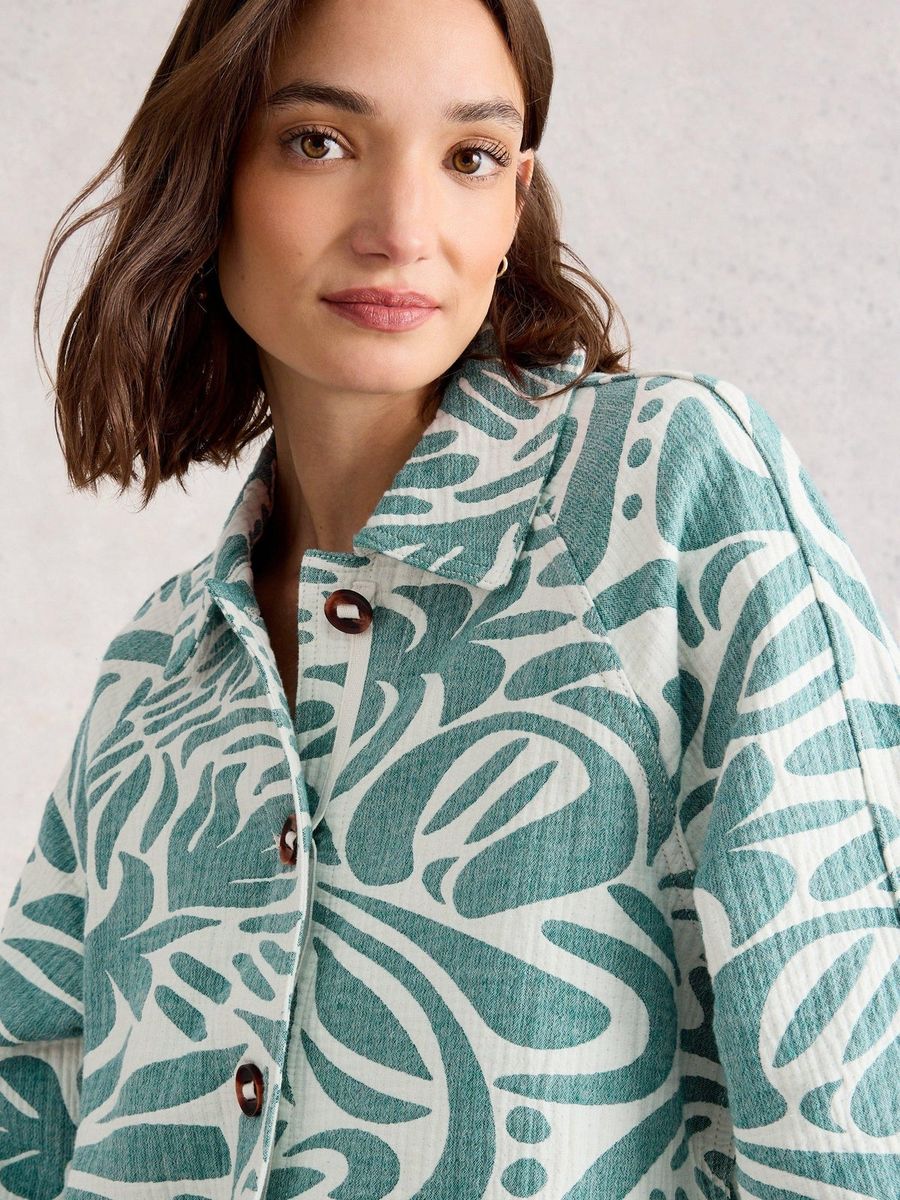 Oversized Jacquardjacke mit abstraktem Print