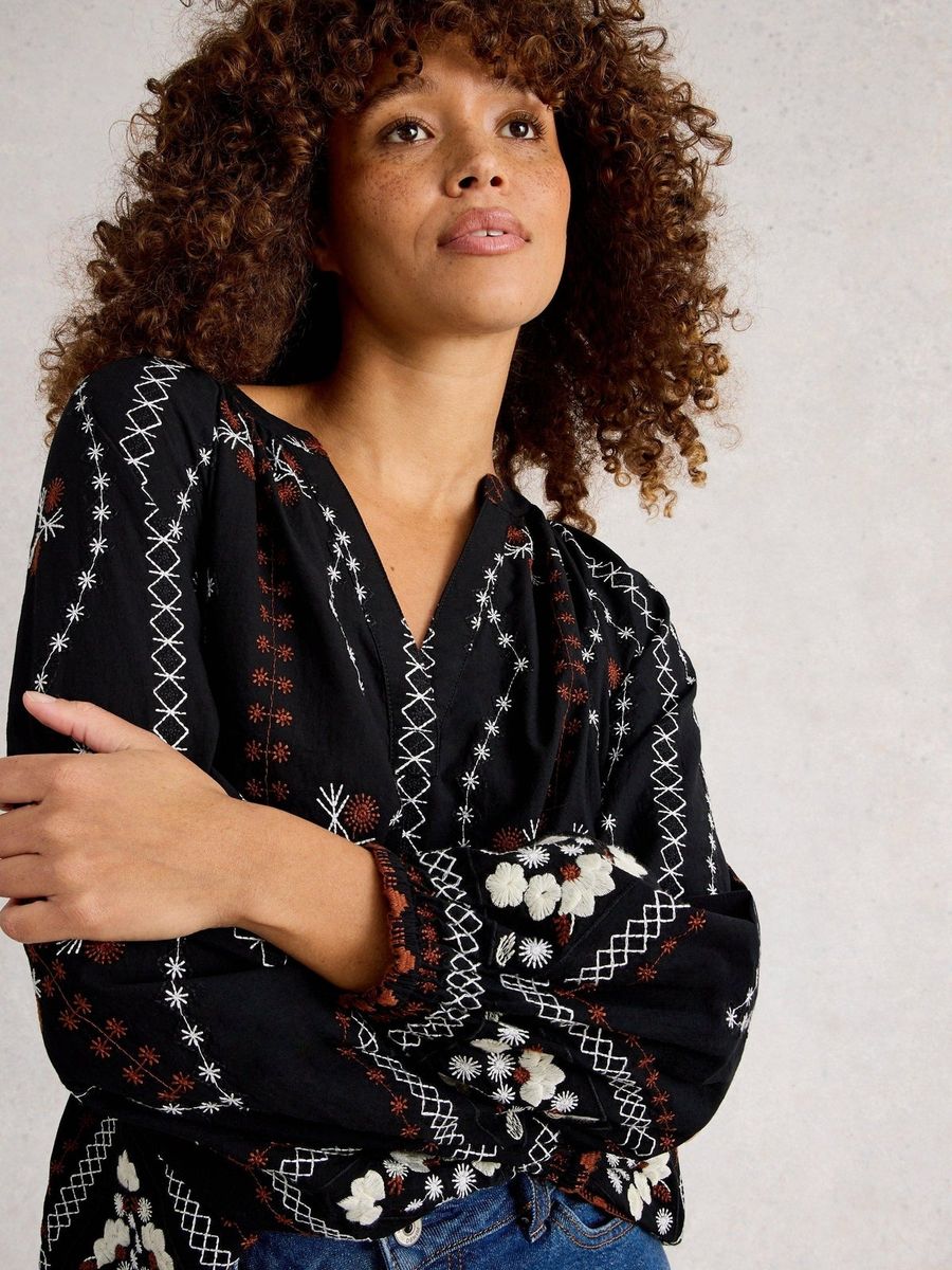Bestickte Aurora Baumwoll-Bluse