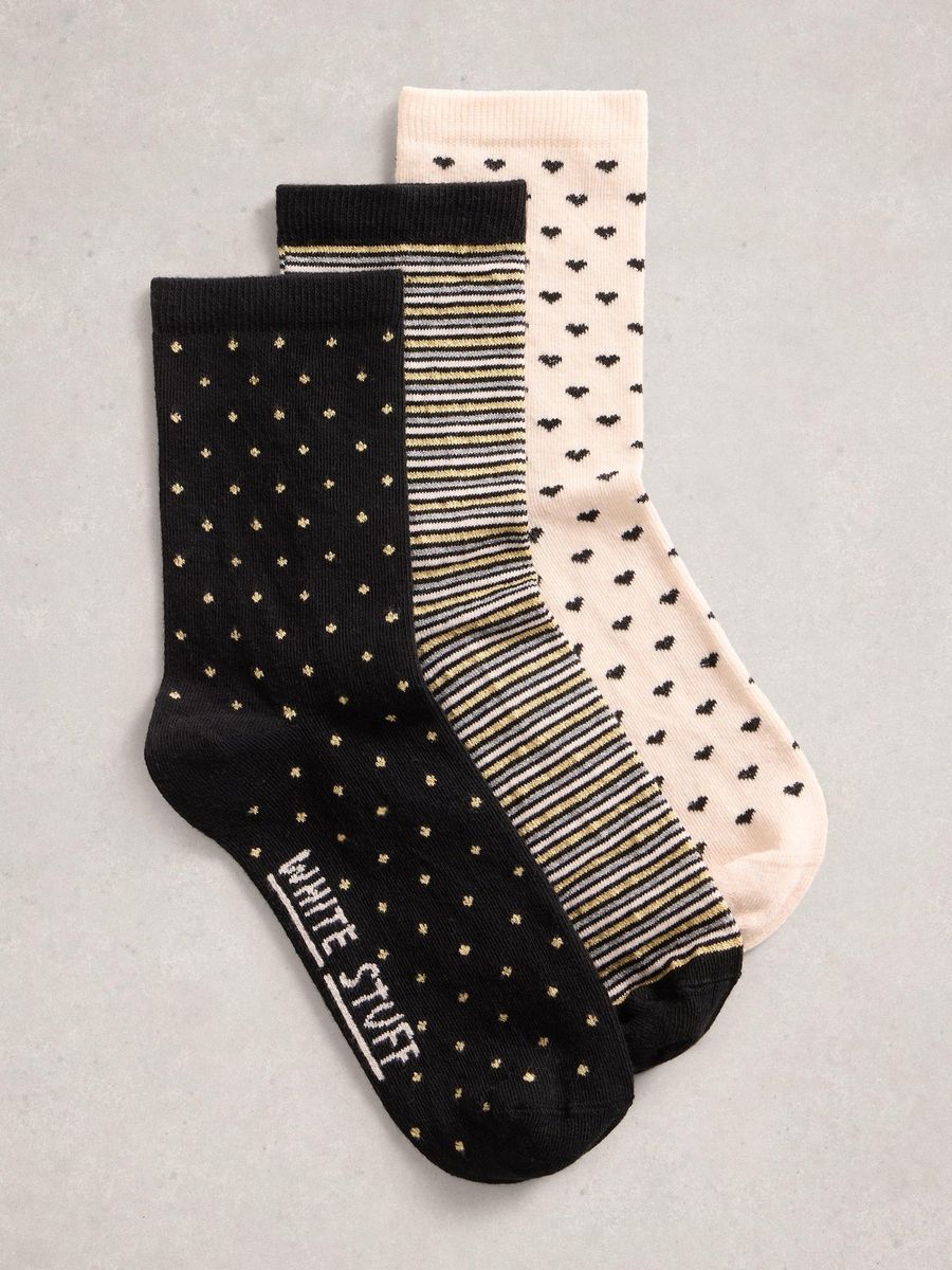 Gemusterte Glitzersocken im Set