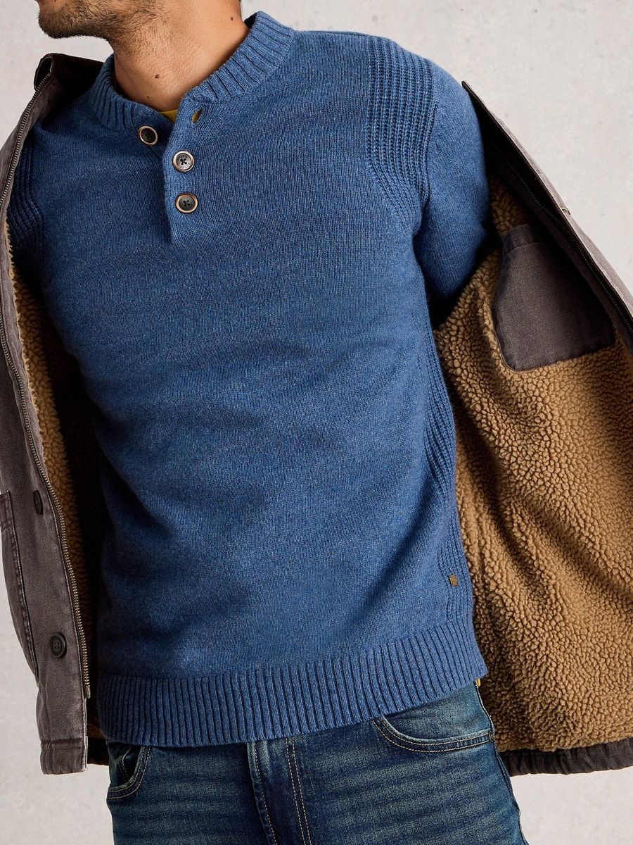 Gemütlicher Henley-Pullover aus Lammwollmischung