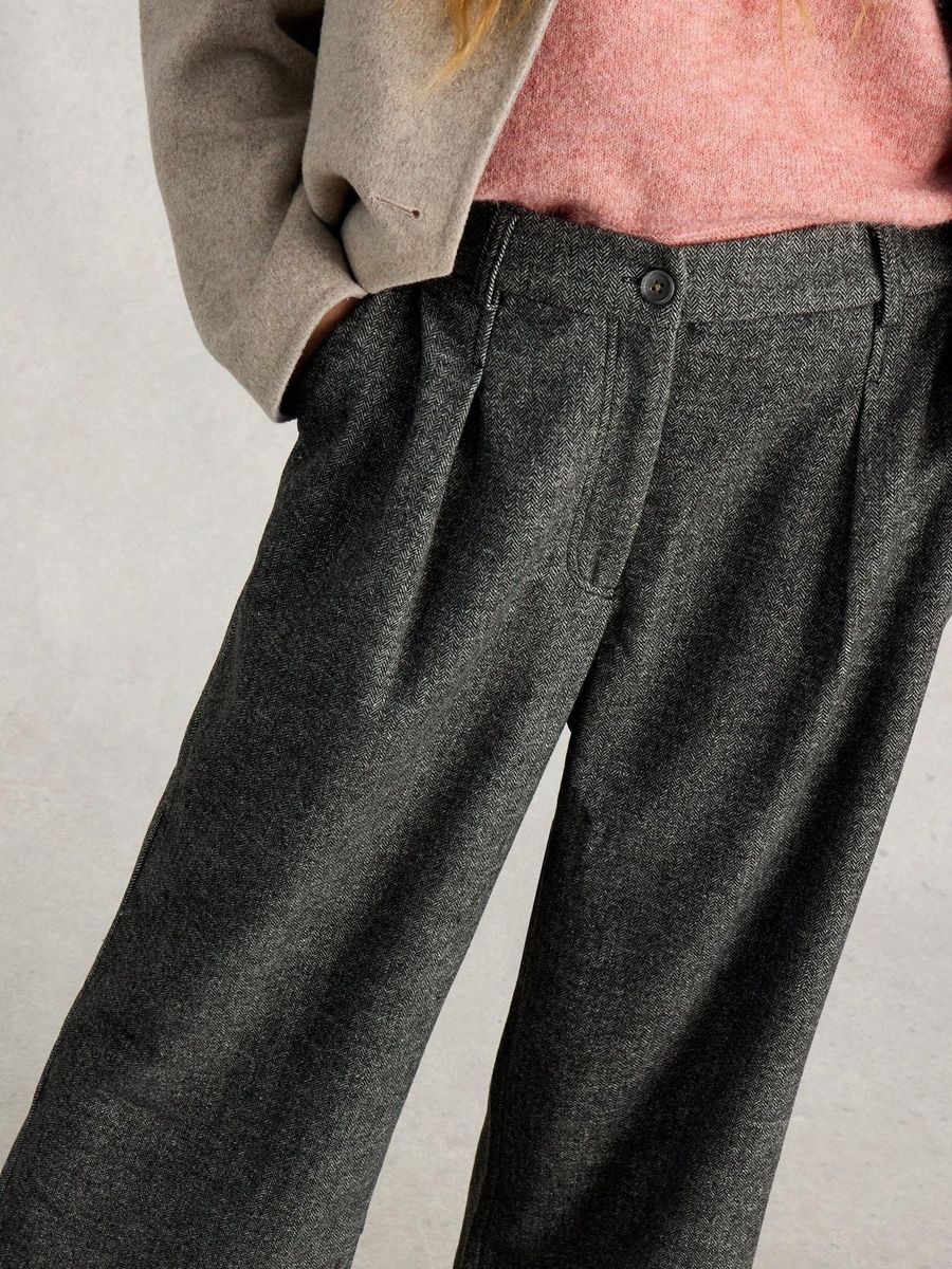 Tweed-Hose mit weitem Bein