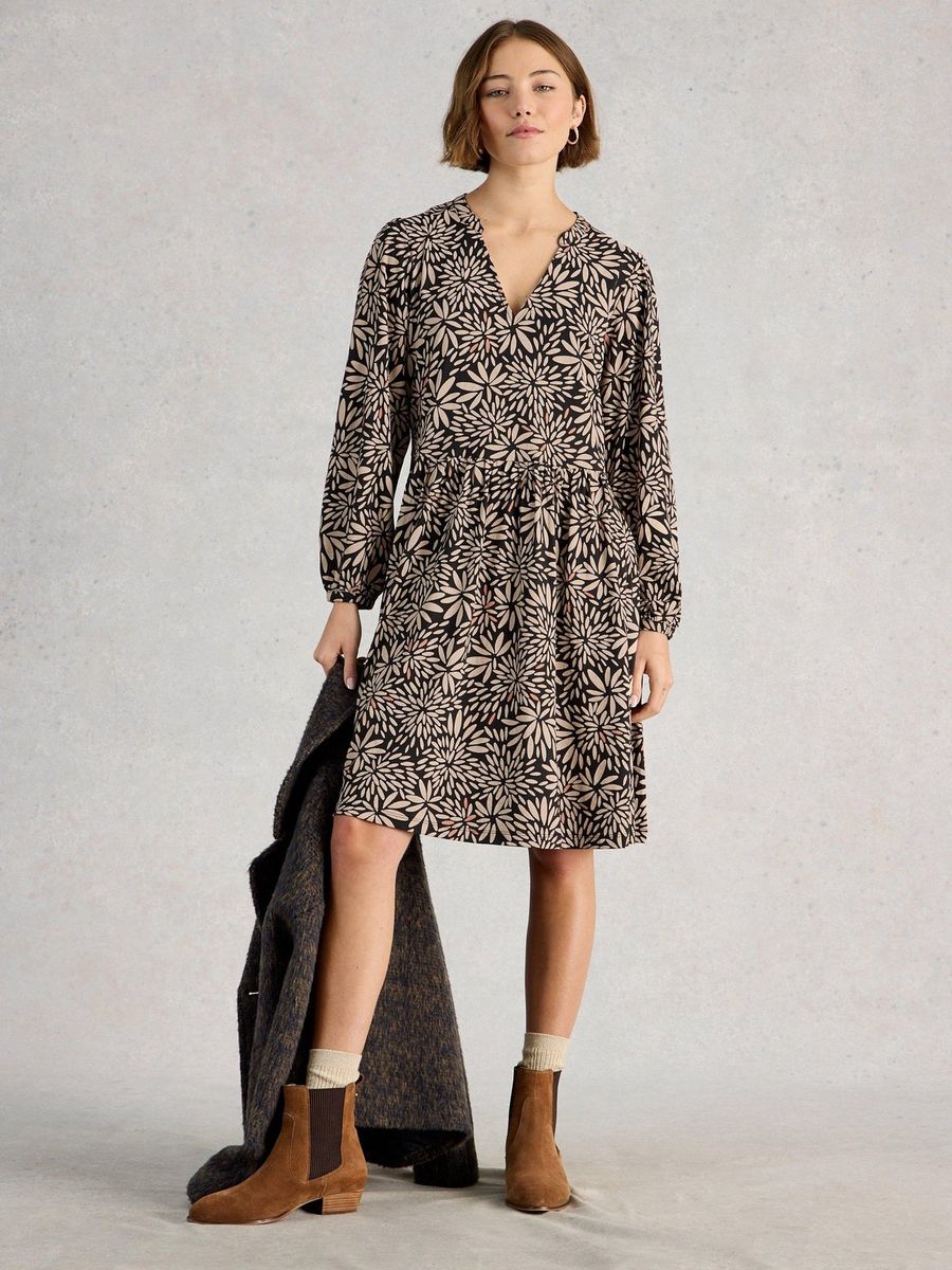 Kleid mit Blumenmuster und Keilausschnitt