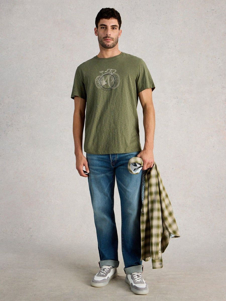 Baumwoll-T-Shirt mit Fahrradgrafik-Print