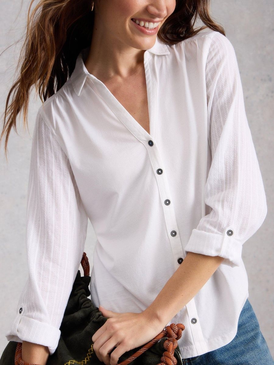 Klassische Struktur-Bluse aus Bio-Baumwolle