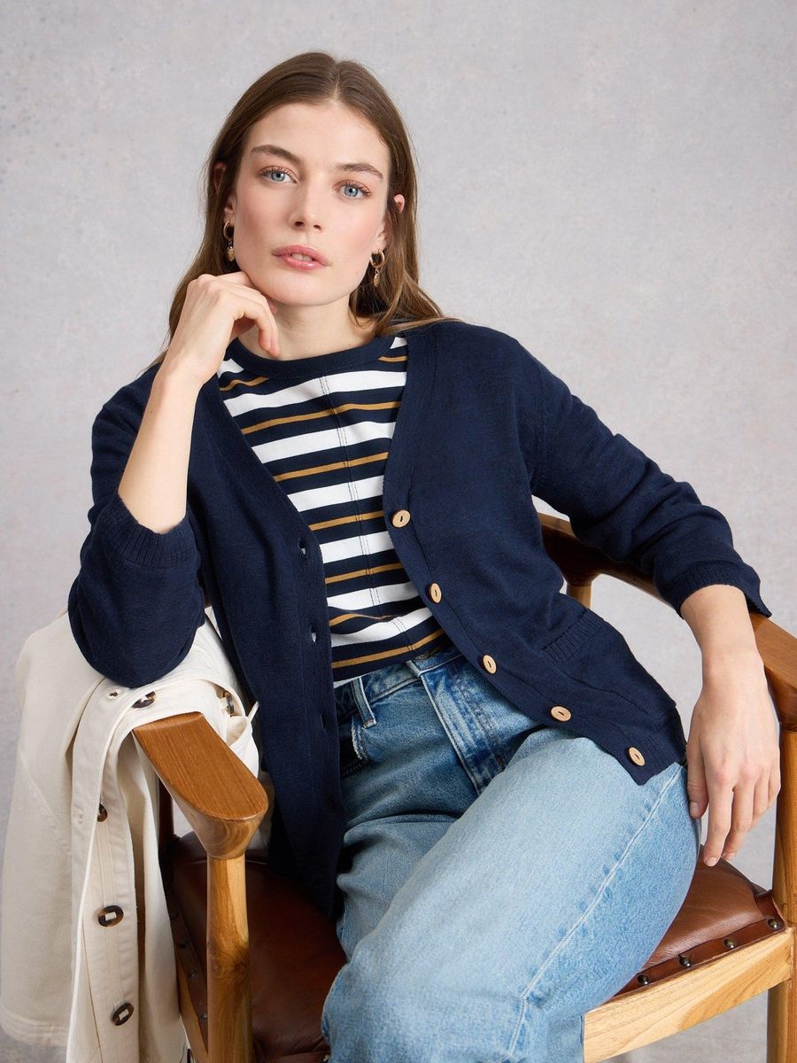 Atmungsaktive Strickjacke mit V-Ausschnitt