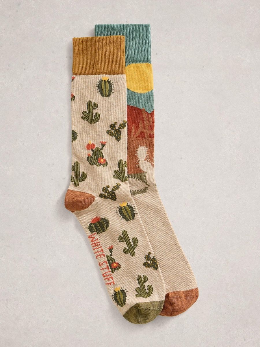 Lustige Socken mit Wüsten-Kaktus-Motiv
