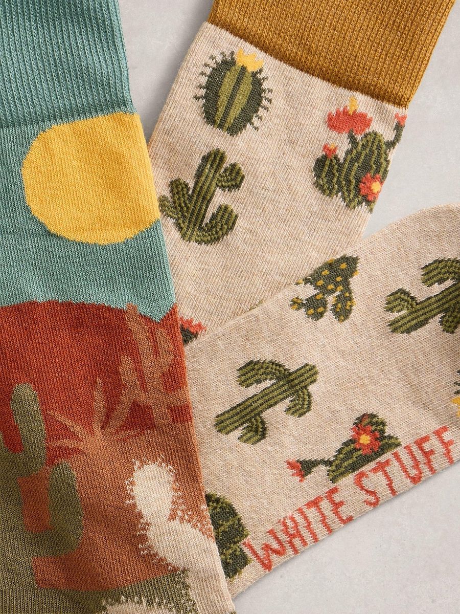 Lustige Socken mit Wüsten-Kaktus-Motiv