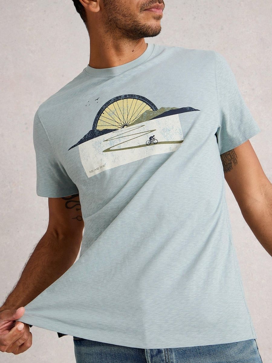 Baumwoll-T-Shirt mit Fahrrad-Grafikprint