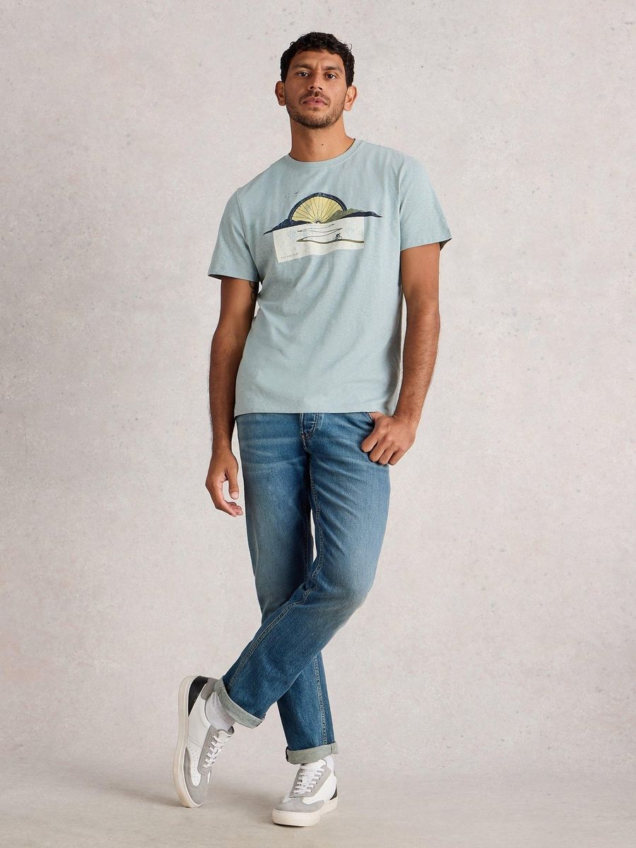 Baumwoll-T-Shirt mit Fahrrad-Grafikprint