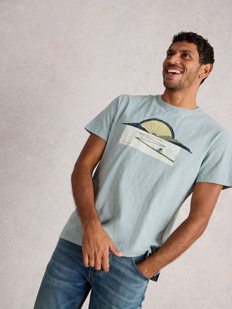 Baumwoll-T-Shirt mit Fahrrad-Grafikprint