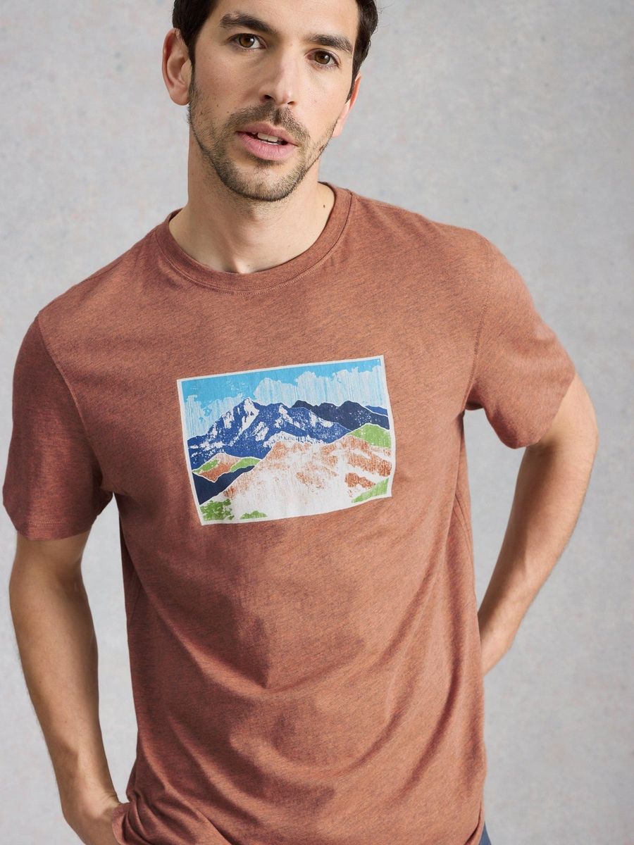 Grafik-T-Shirt mit Bergmotiv