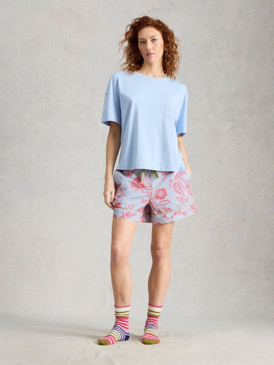 Gestreifte Pyjamashorts mit Blumenmuster