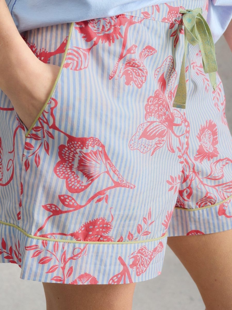Gestreifte Pyjamashorts mit Blumenmuster