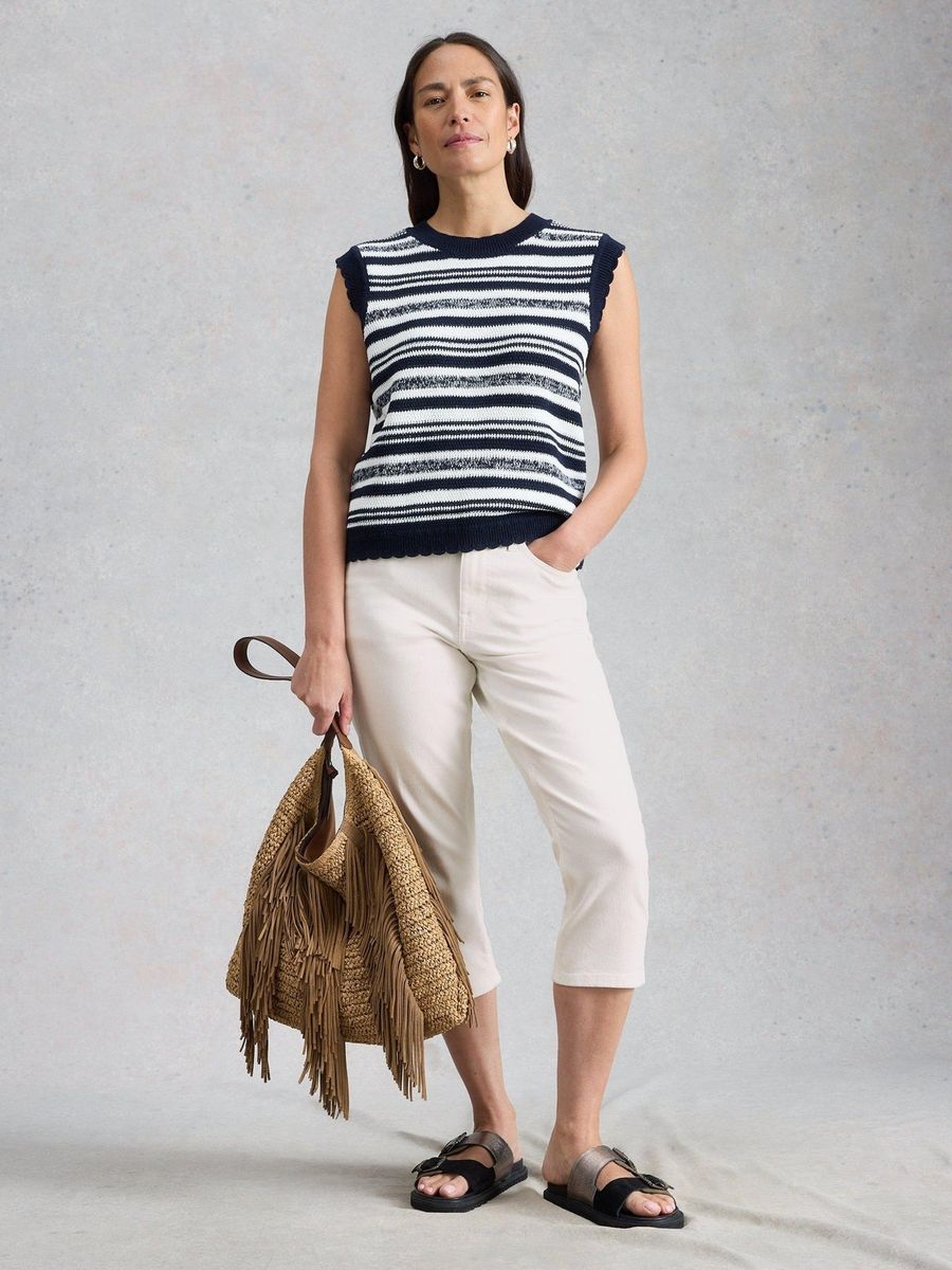 Elastische High-Waist Capri-Jeans