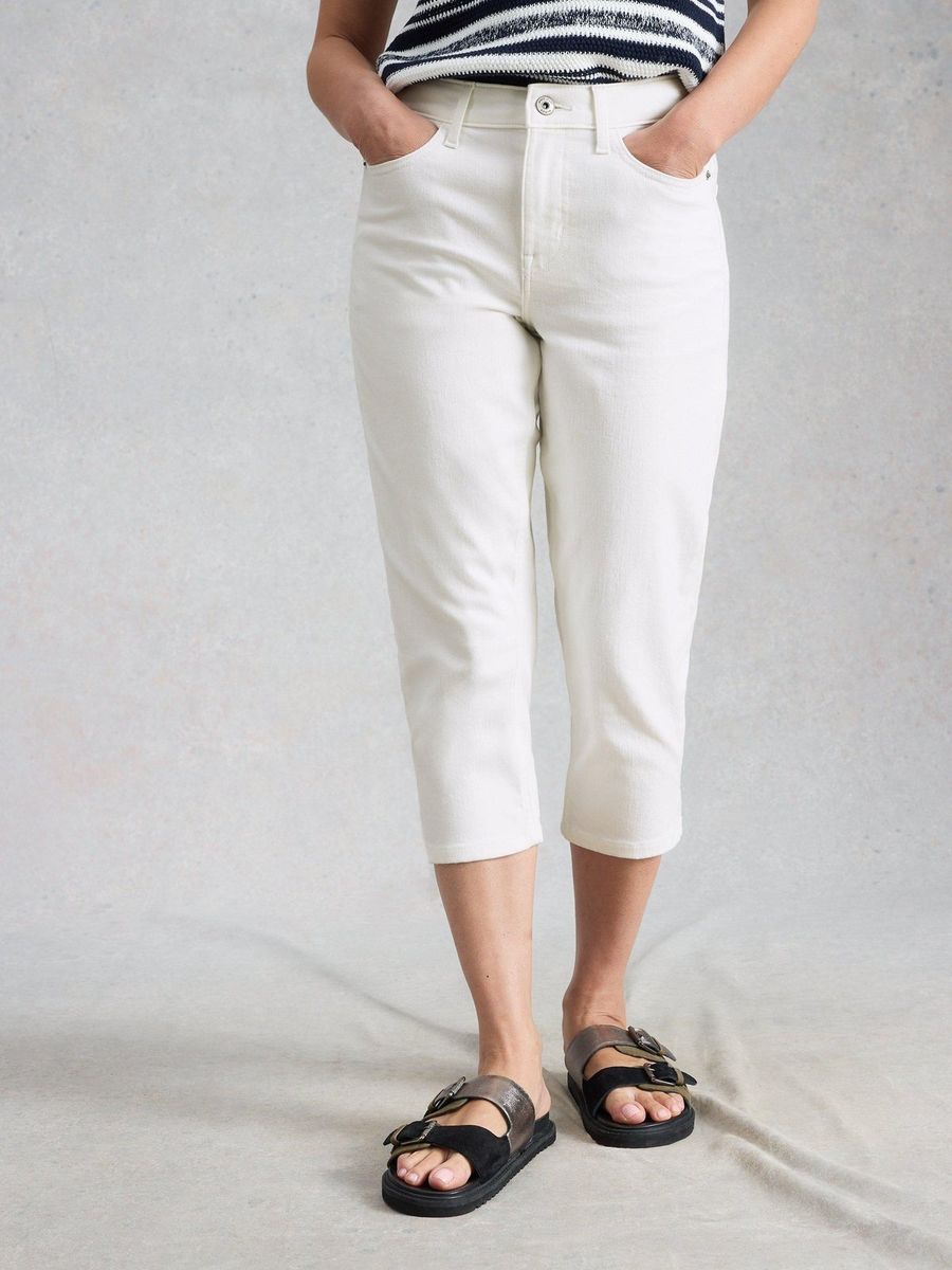 Elastische High-Waist Capri-Jeans
