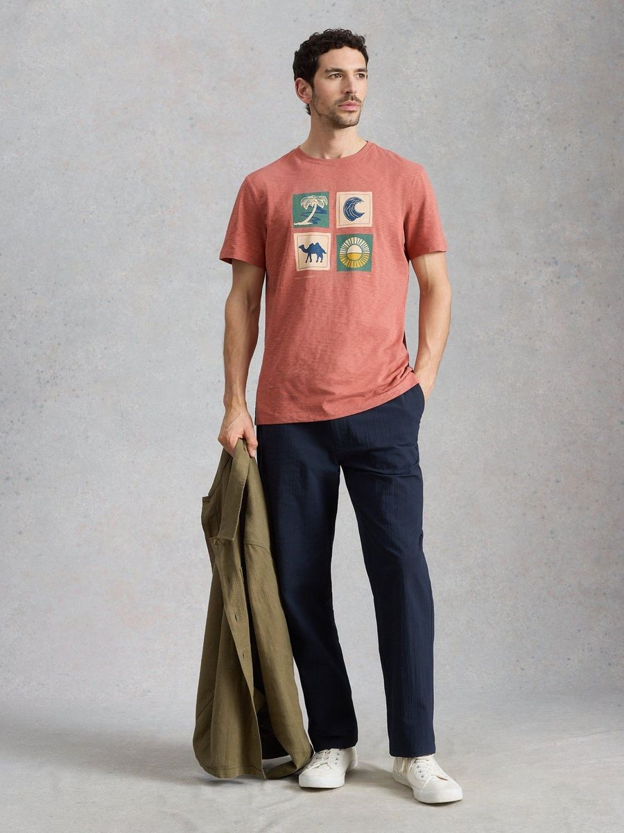 Slub-Baumwoll-T-Shirt mit Wüsten-Motiv