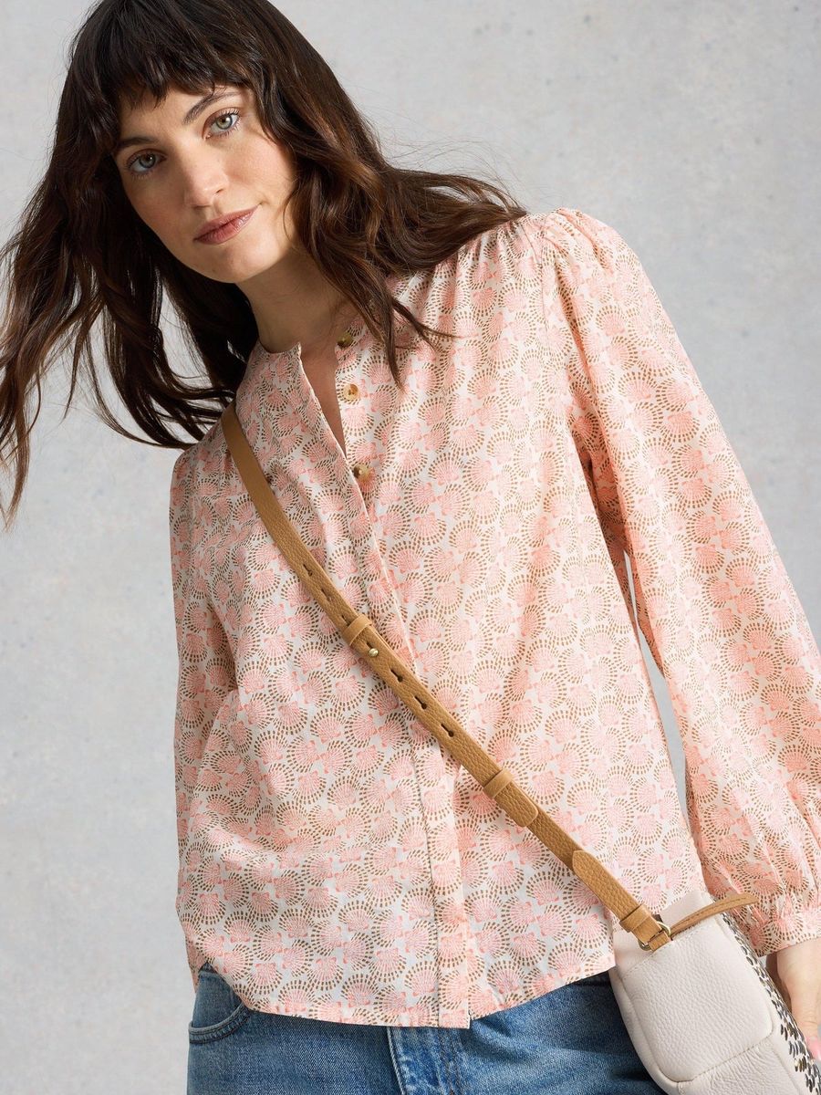 Bio-Baumwollbluse mit Muschel-Print