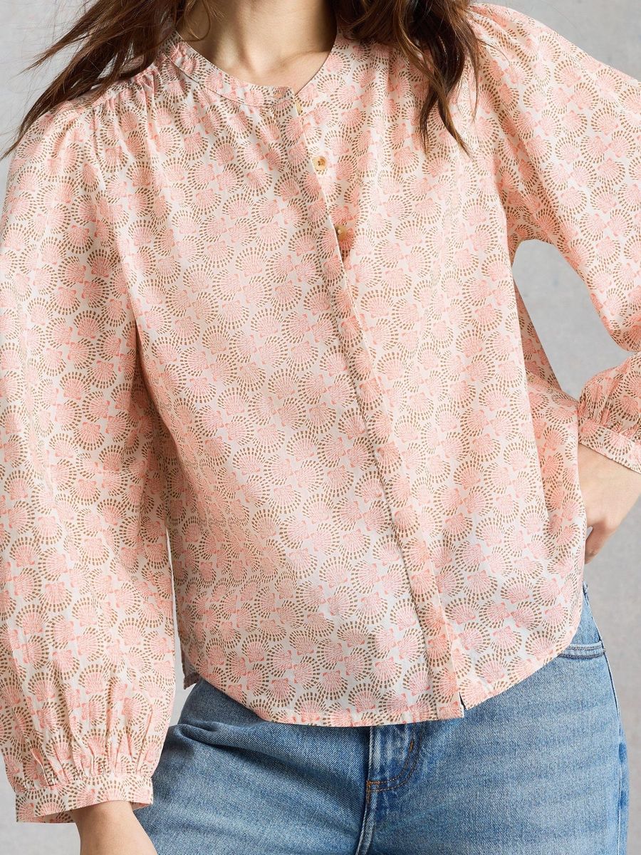 Bio-Baumwollbluse mit Muschel-Print
