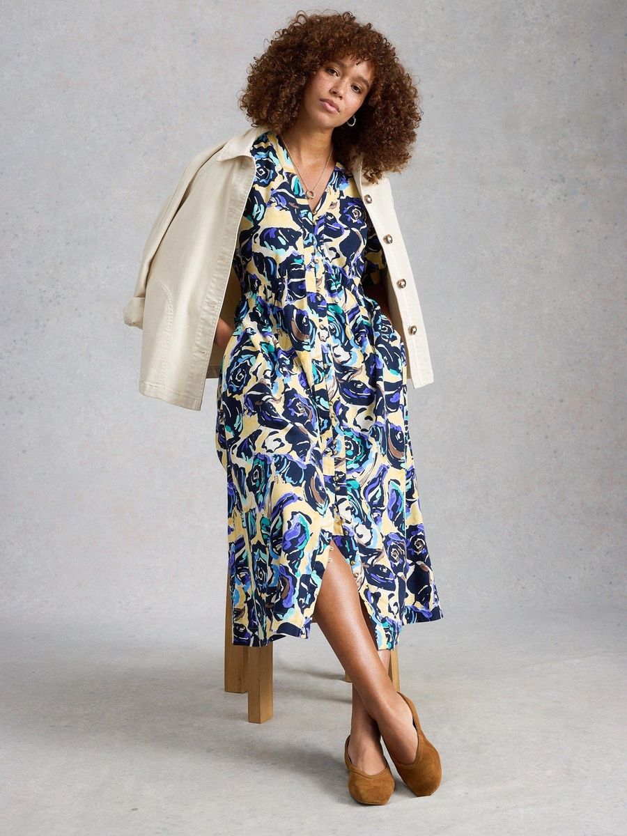 Midi-Kleid mit floralem Print