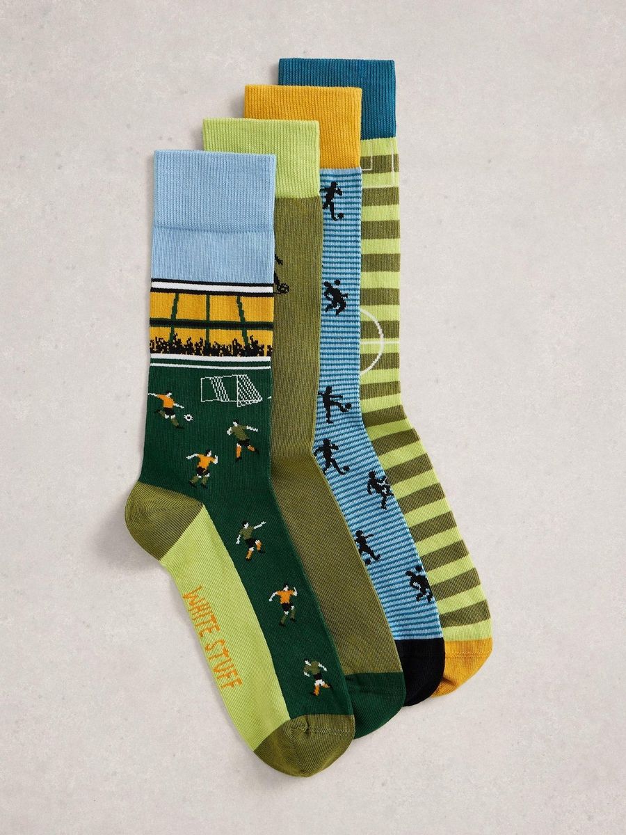 Socken mit Fußball-Motiven