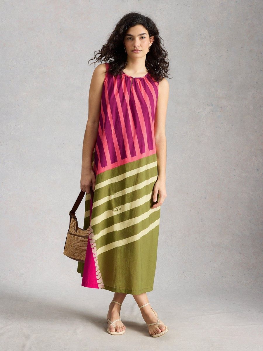 Ärmelloses Maxikleid mit geometrischem Muster